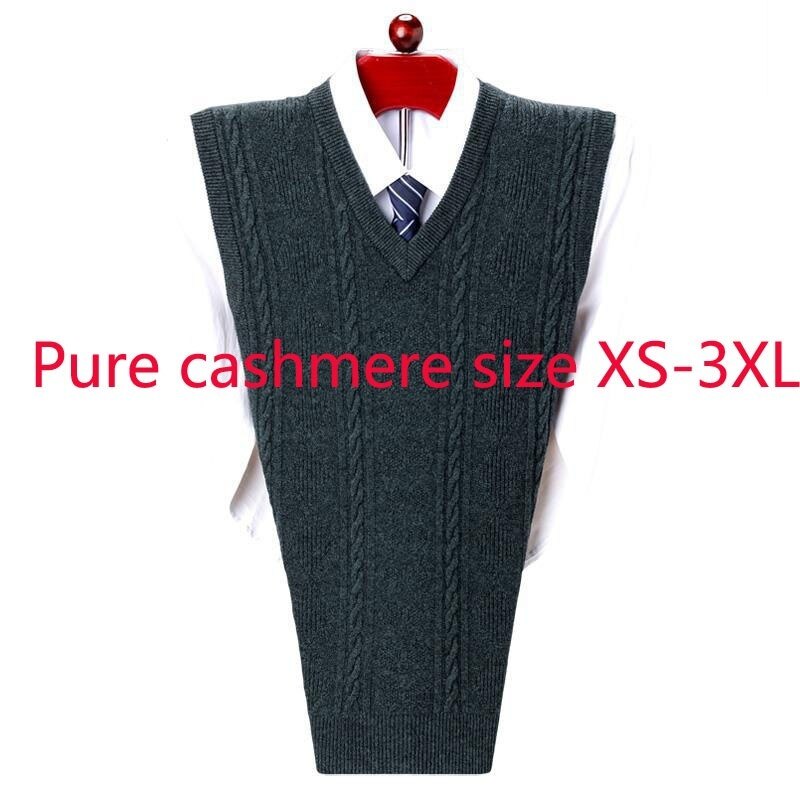New Arrival Autumn Winter Vest Men Pullover Sleeveless Computer Knitted V-neck Waistcoat 100% Cashmere Sweater Plus Size XS-3XL